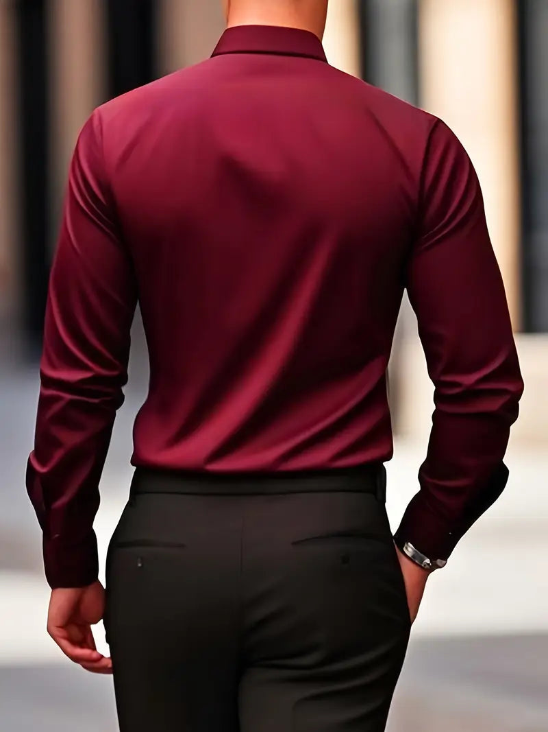 Long Sleeve Dress Shirt Pointed Collar Button Down in Black – Hale