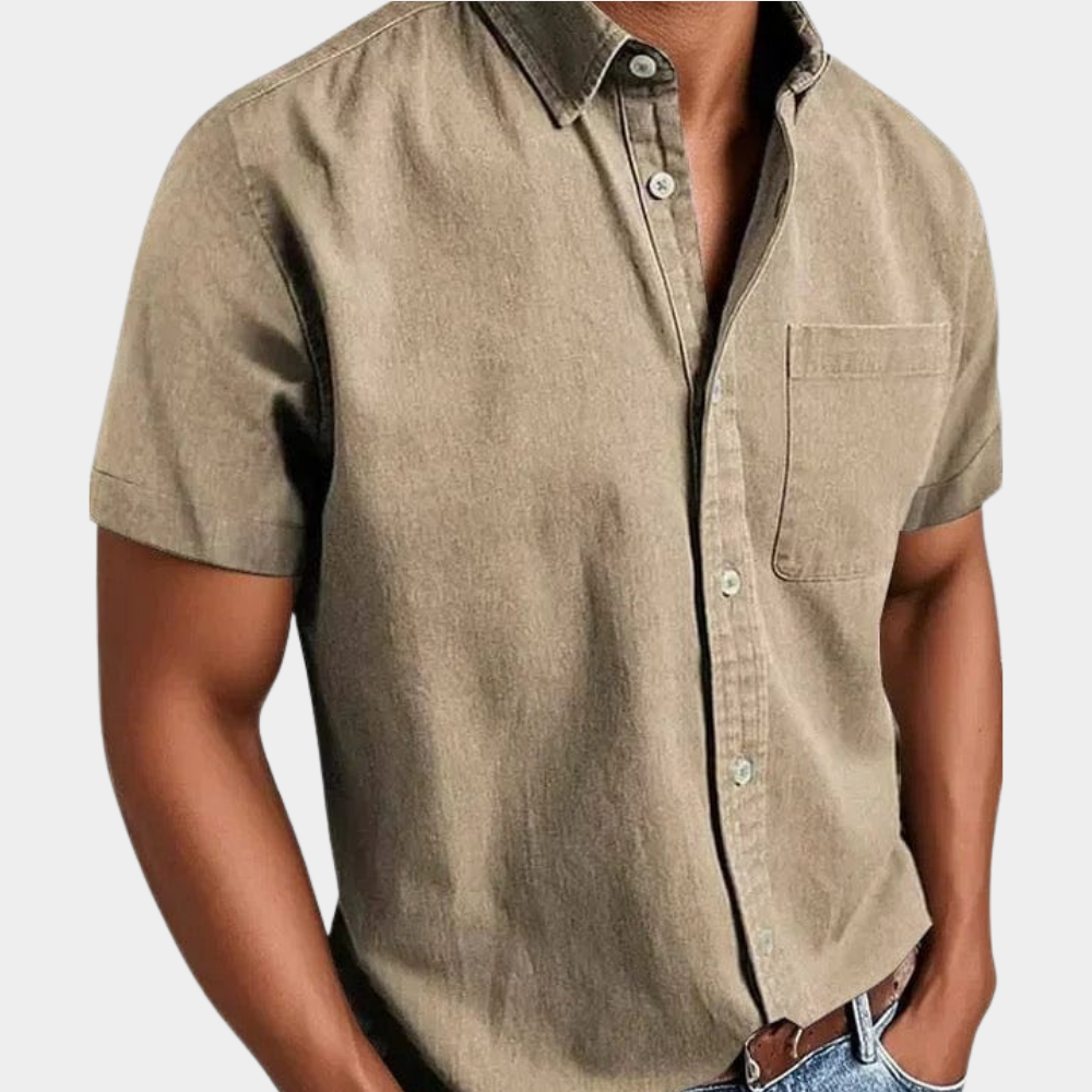 Wrinkle-Free Classic Comfort Shirt in Beige – Rowe