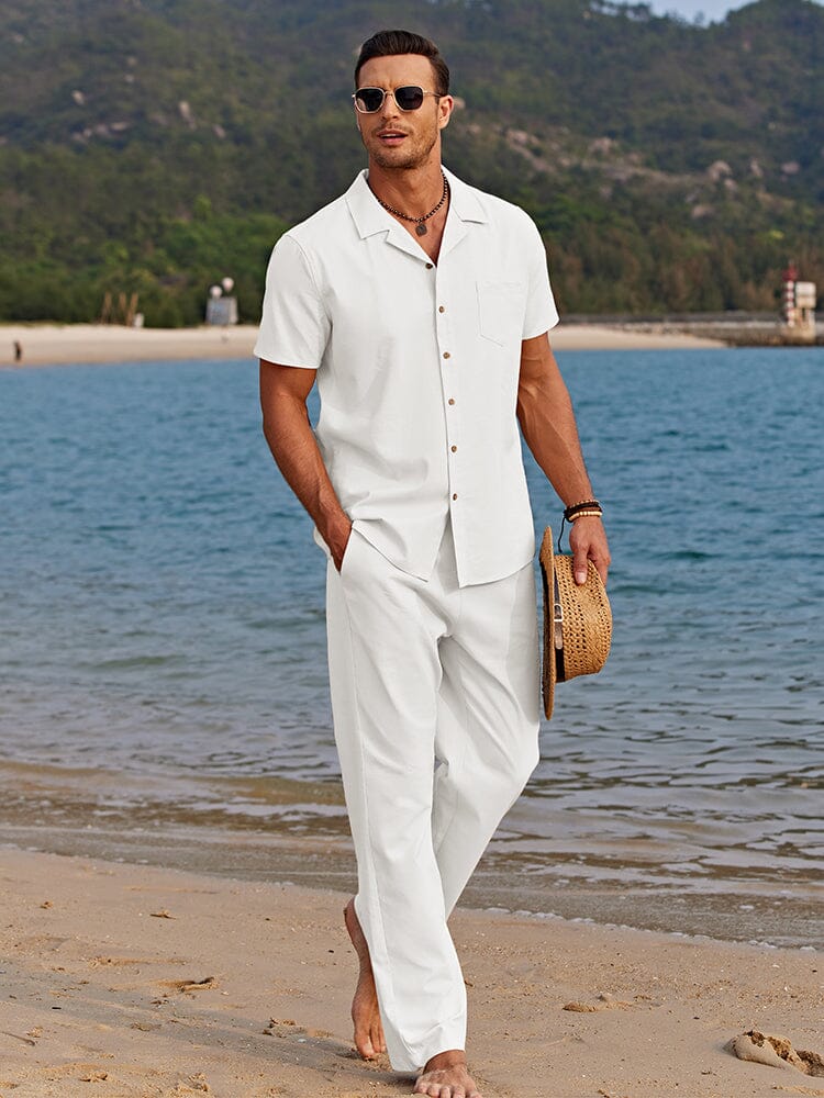 Men's Short Sleeve Shirt Set Relaxed Fit Two-Piece Summer – Grove