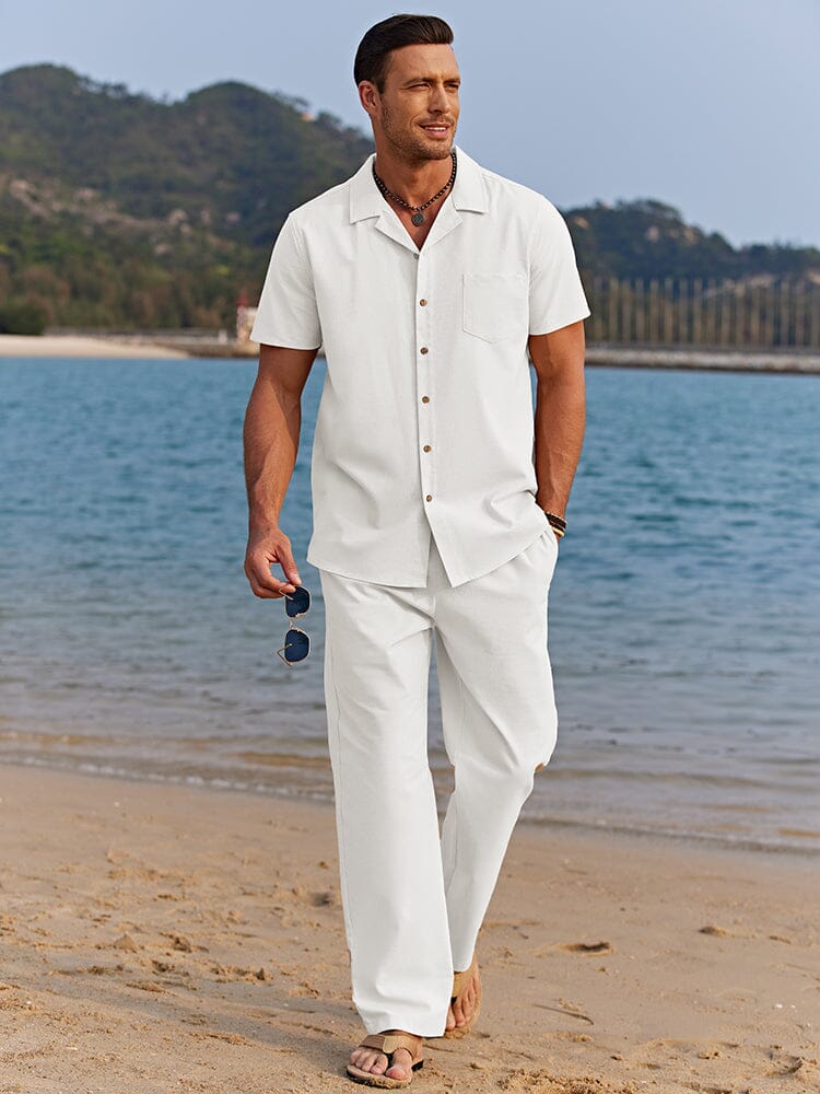 Men's Short Sleeve Shirt Set Relaxed Fit Two-Piece Summer – Grove