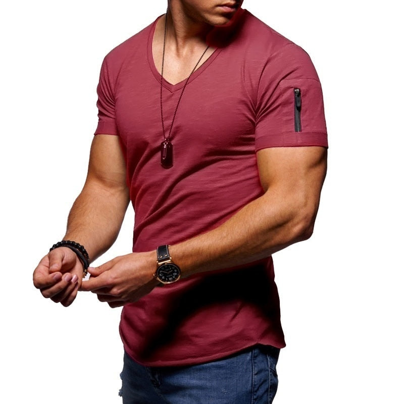 V-Neck Muscle Tee Stretch Fabric Slim Fit – Axel