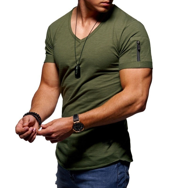 V-Neck Muscle Tee Stretch Fabric Slim Fit – Axel