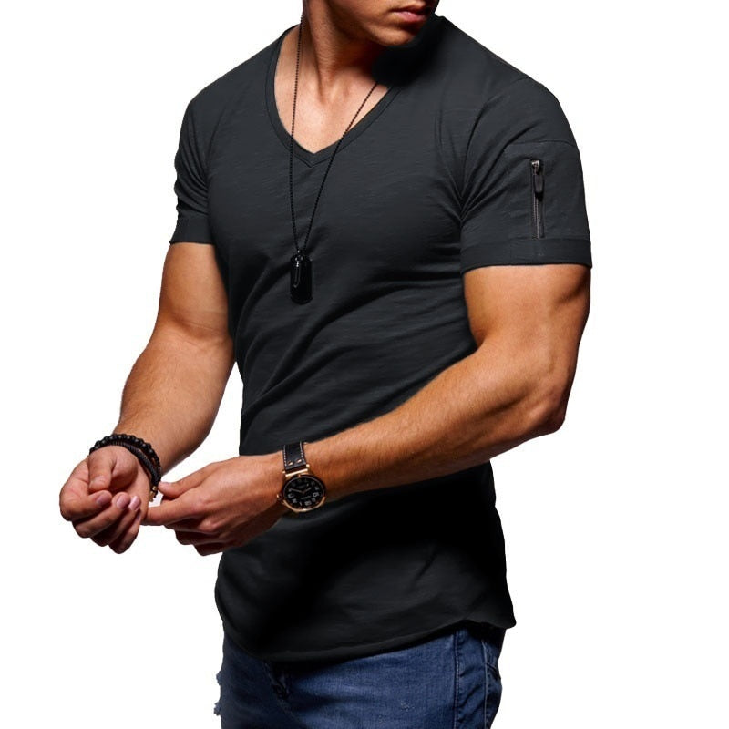 V-Neck Muscle Tee Stretch Fabric Slim Fit – Axel