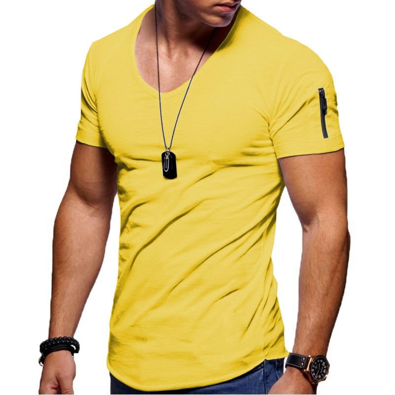 V-Neck Muscle Tee Stretch Fabric Slim Fit – Axel
