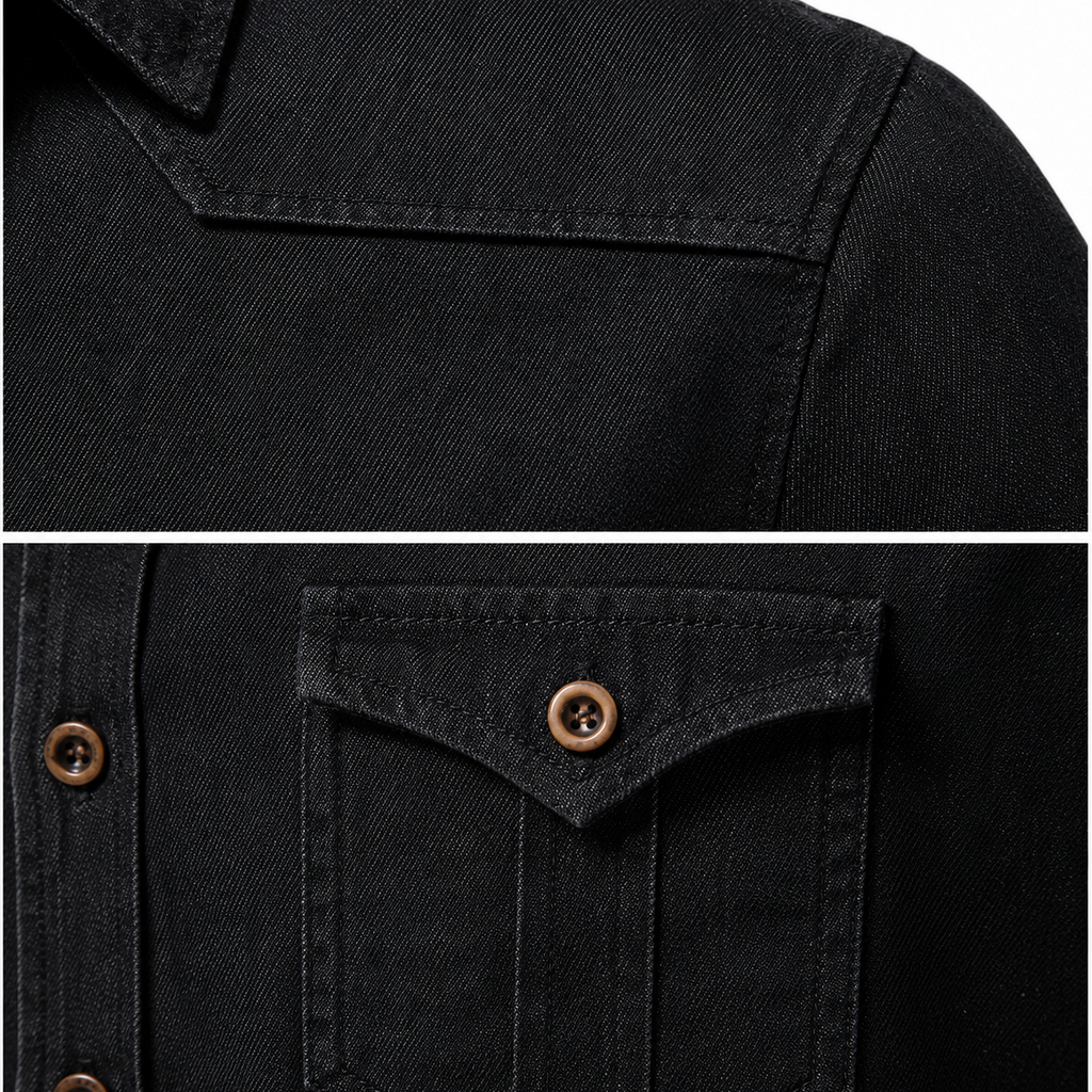 Cotton Denim Shirt Slim Fit Long Sleeve Adaptive – Lorne