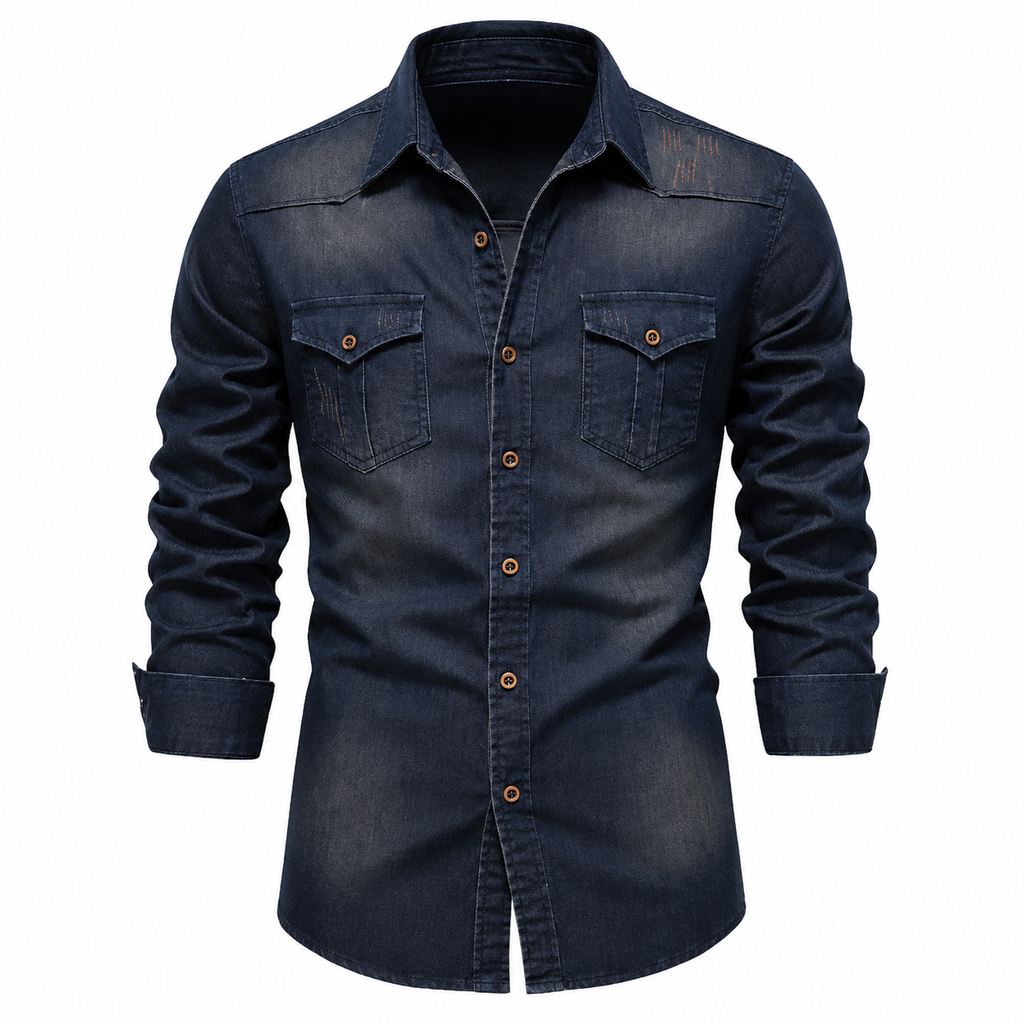 Cotton Denim Shirt Slim Fit Long Sleeve Adaptive – Lorne