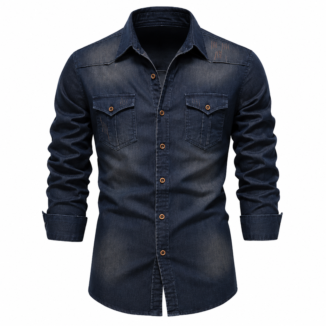 Cotton Denim Shirt Slim Fit Long Sleeve Adaptive – Lorne