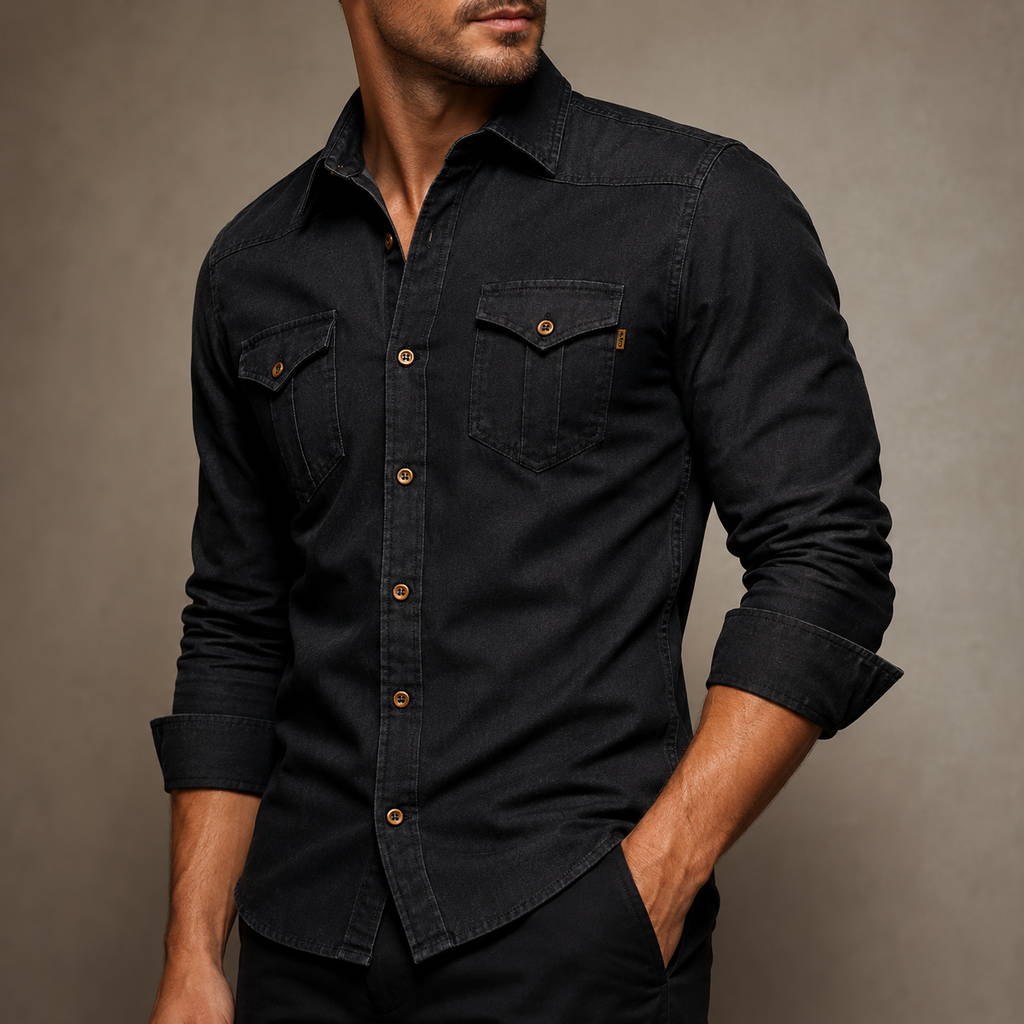 Cotton Denim Shirt Slim Fit Long Sleeve Adaptive – Lorne