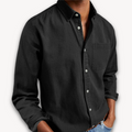 Long sleeve button-down shirt in Black – TARLANO