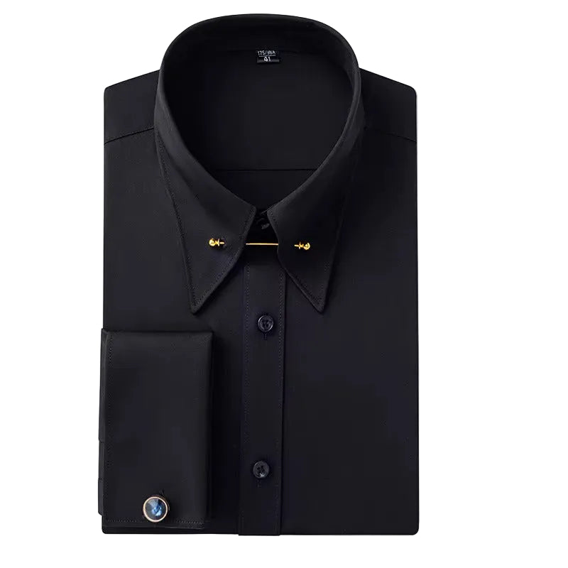 Formal Dress Shirt French Cuffs Collar Bar Detail – Arlo