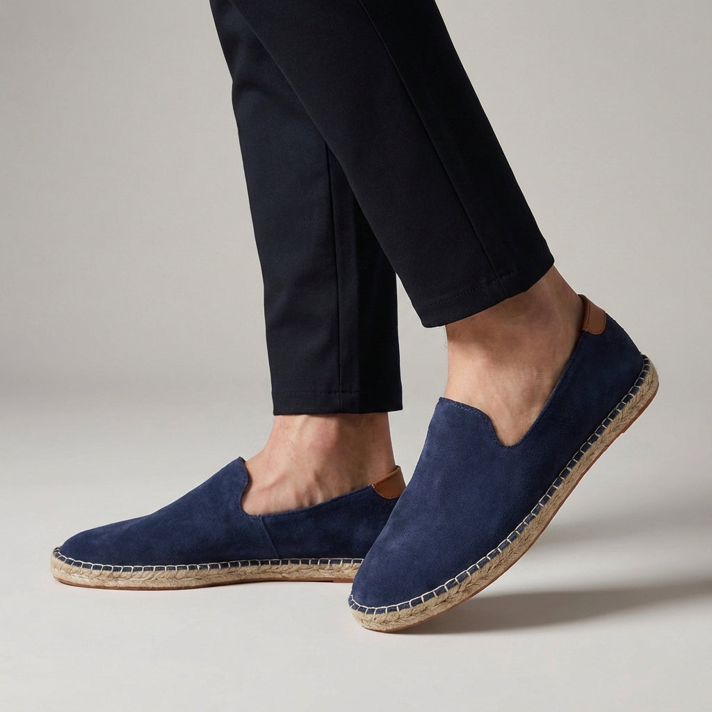 Suede Slip-On Espadrille Jute Rope Sole Blanket Stitch – Kelso
