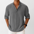 Linen popover shirt in White detail view – TARLANO
