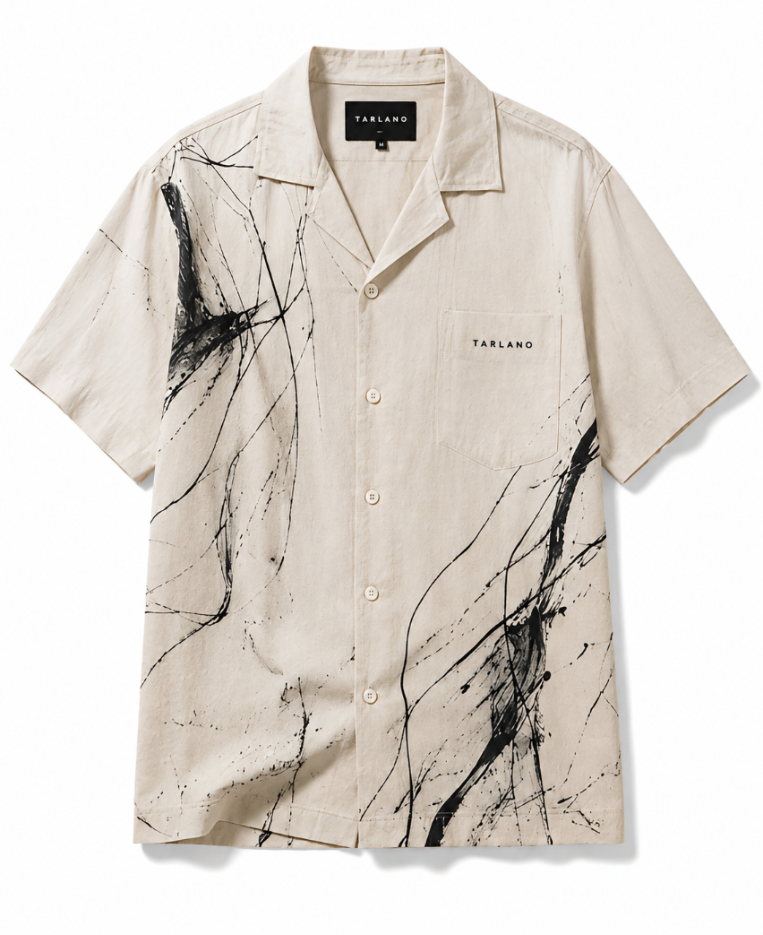 Coastal Ink Camp Collar Shirt - Ivory