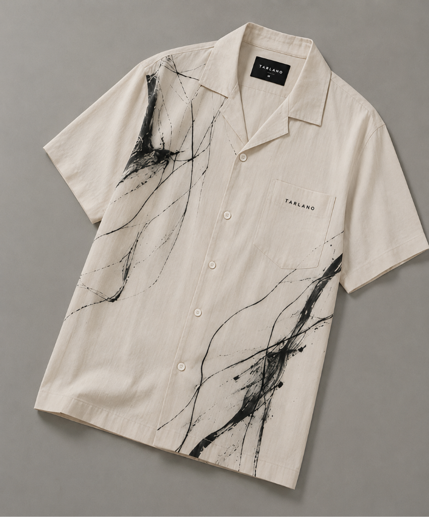 Coastal Ink Camp Collar Shirt - Ivory