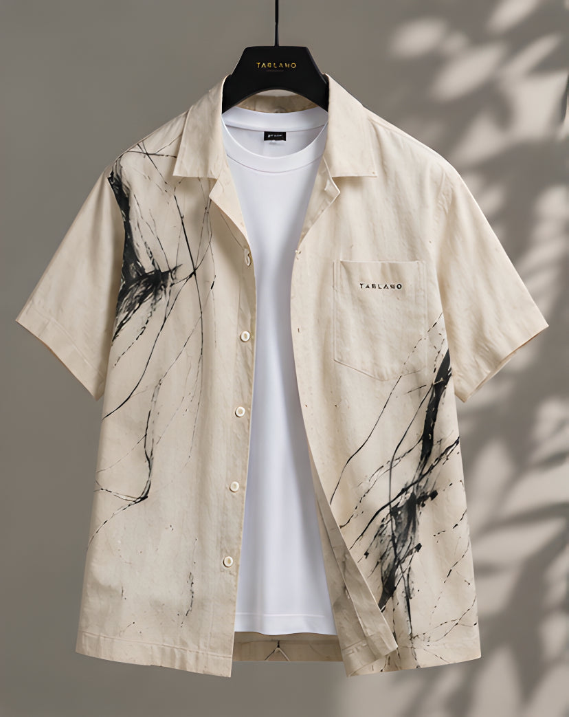 Coastal Ink Camp Collar Shirt - Ivory