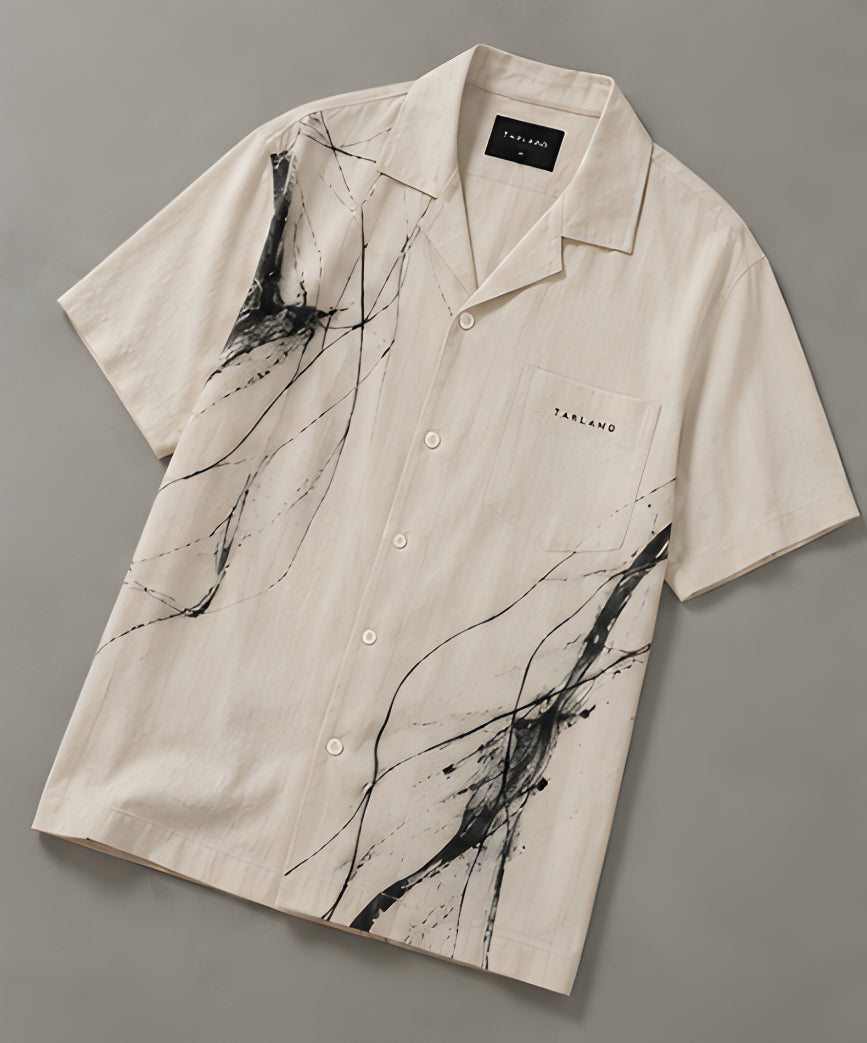 Coastal Ink Camp Collar Shirt - Ivory