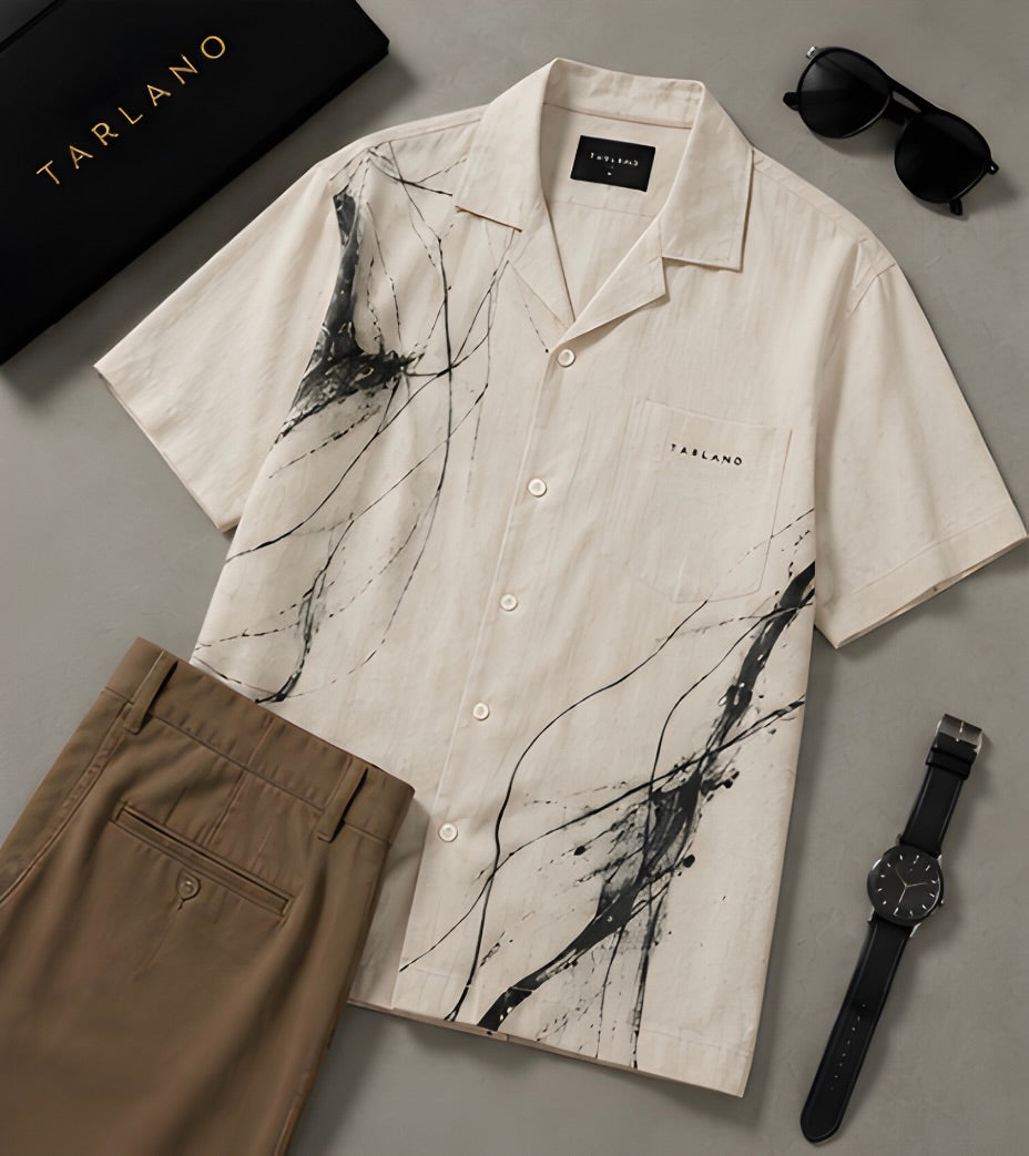 Coastal Ink Camp Collar Shirt - Ivory