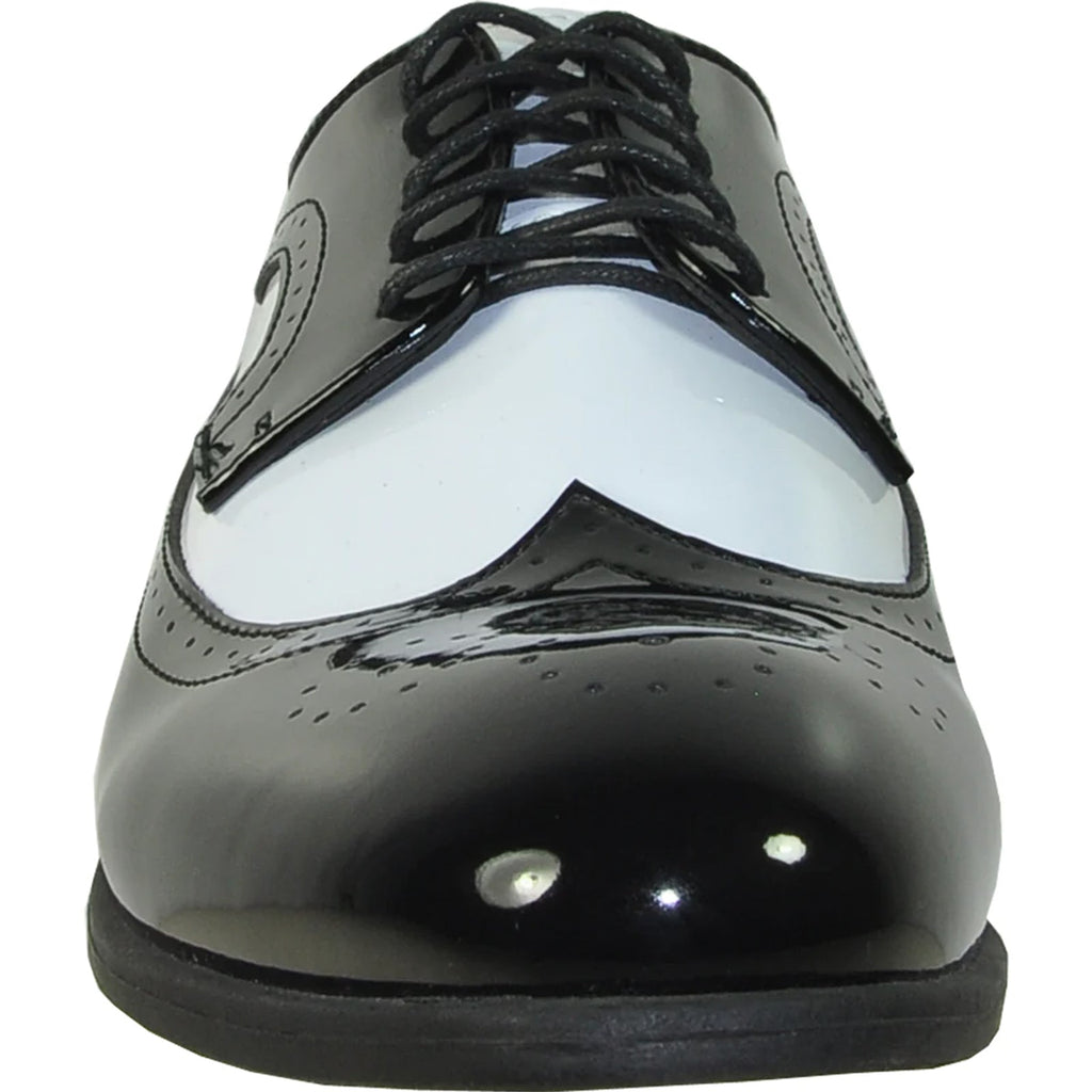 Two-Tone Wingtip Oxford Patent Upper Lace-Up Dress Shoe in Black – Taldo