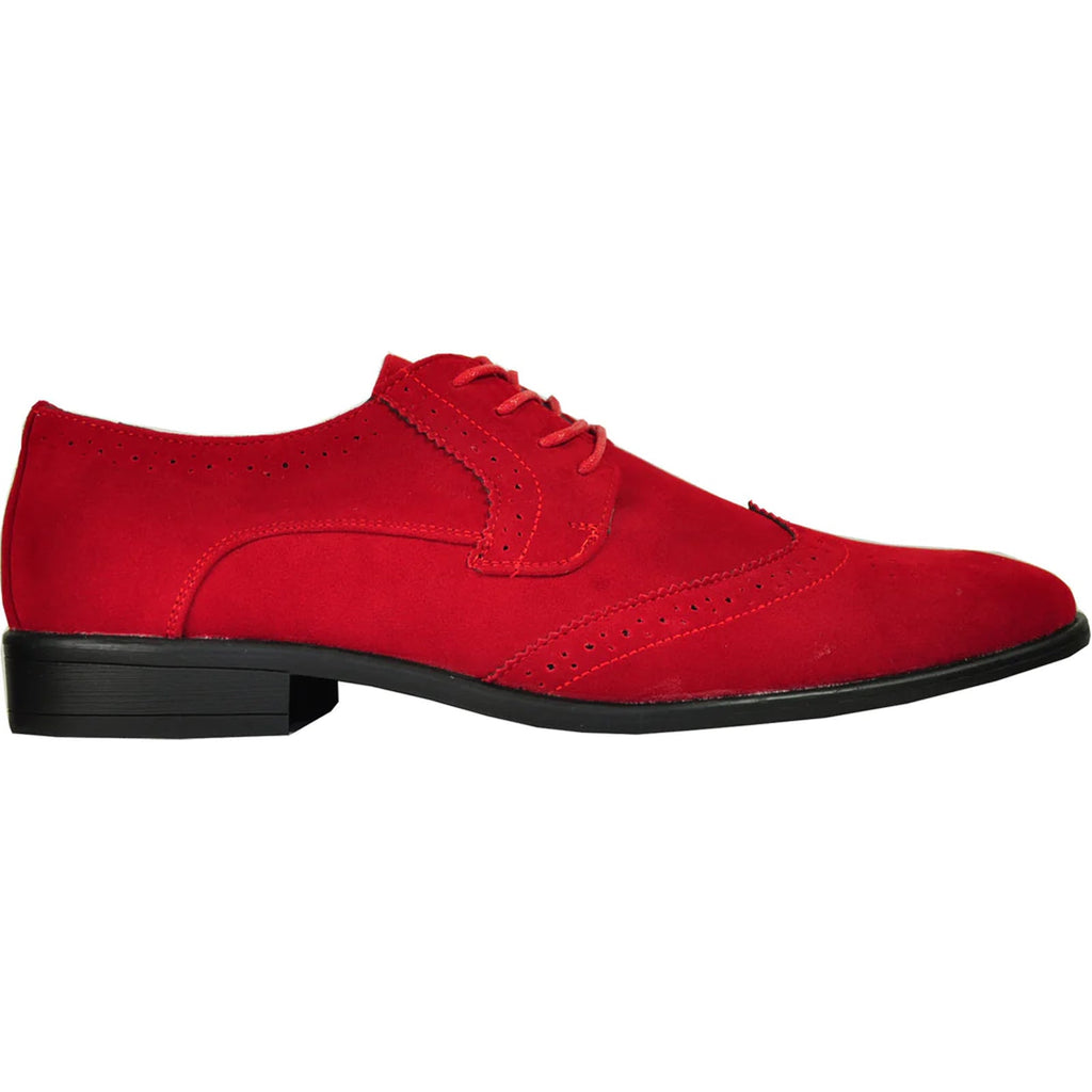 (POSSIBLE COPY) (POSSIBLE COPY) (POSSIBLE COPY) Mens Vegan Suede Wedding & Prom Wingtip Lace Up Dress Shoe in Red