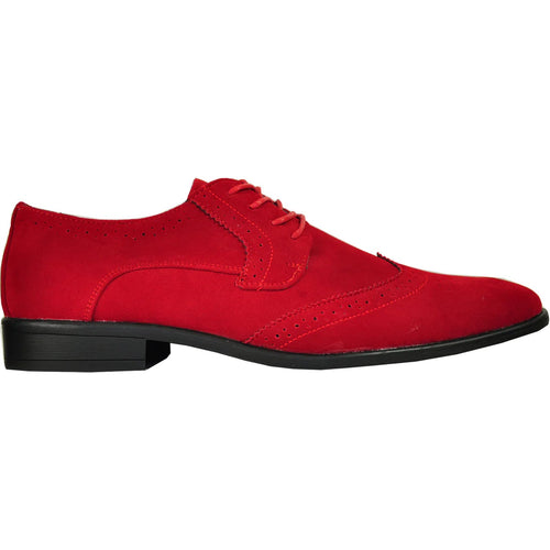 (POSSIBLE COPY) (POSSIBLE COPY) (POSSIBLE COPY) Mens Vegan Suede Wedding & Prom Wingtip Lace Up Dress Shoe in Red