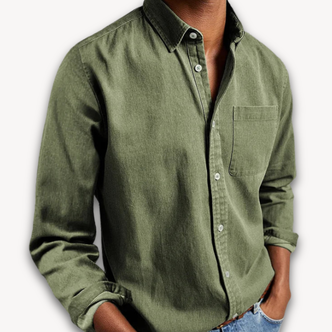 Men's Long Sleeve Button-Down Shirt in Black – Beck