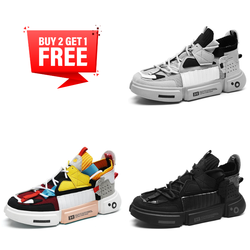 Asymmetrical Sneaker Layered Support Shock-Absorbing Sole – Flint