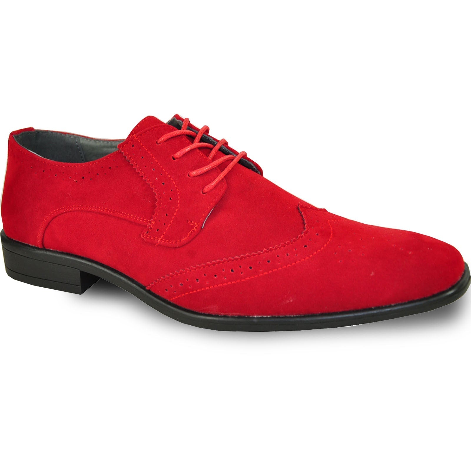 (POSSIBLE COPY) (POSSIBLE COPY) (POSSIBLE COPY) Mens Vegan Suede Wedding & Prom Wingtip Lace Up Dress Shoe in Red