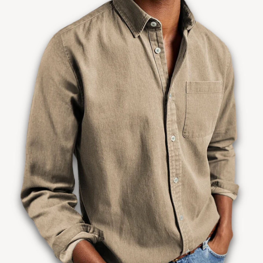 Men's Long Sleeve Button-Down Shirt in Black – Beck