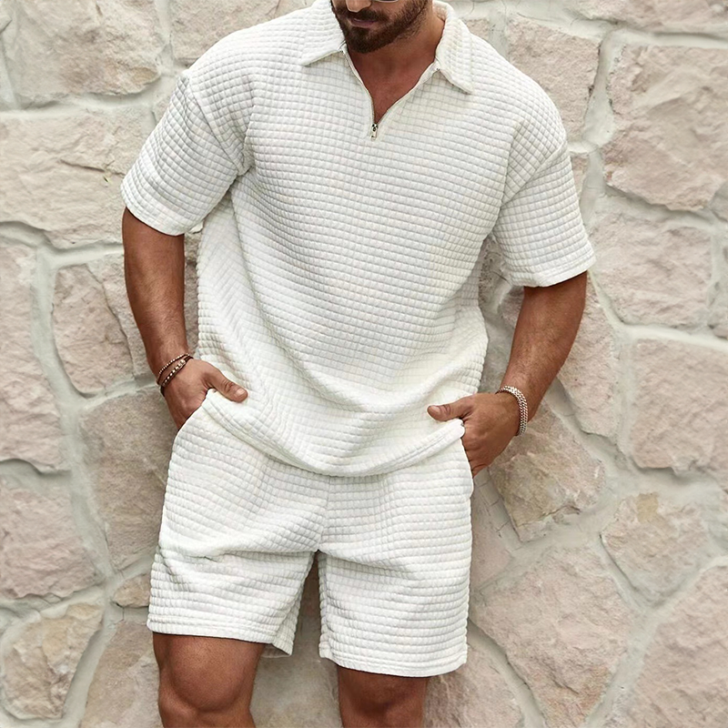 Half-Zip Polo & Shorts Set Cotton Blend Coordinated – Volta