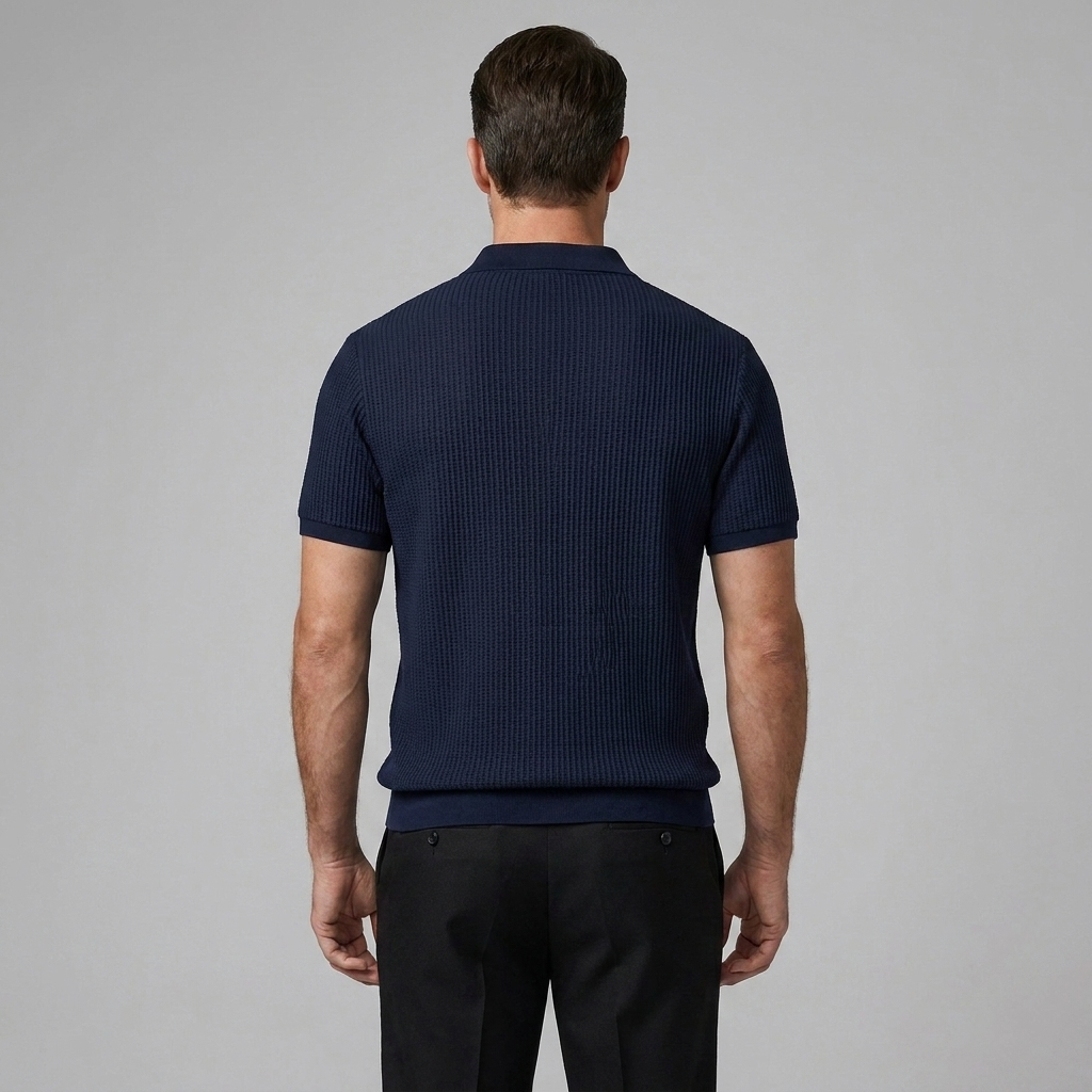 Mens Pant & Waffle Polo Set Slim Tapered 2-Piece Smart Casual – Daxel