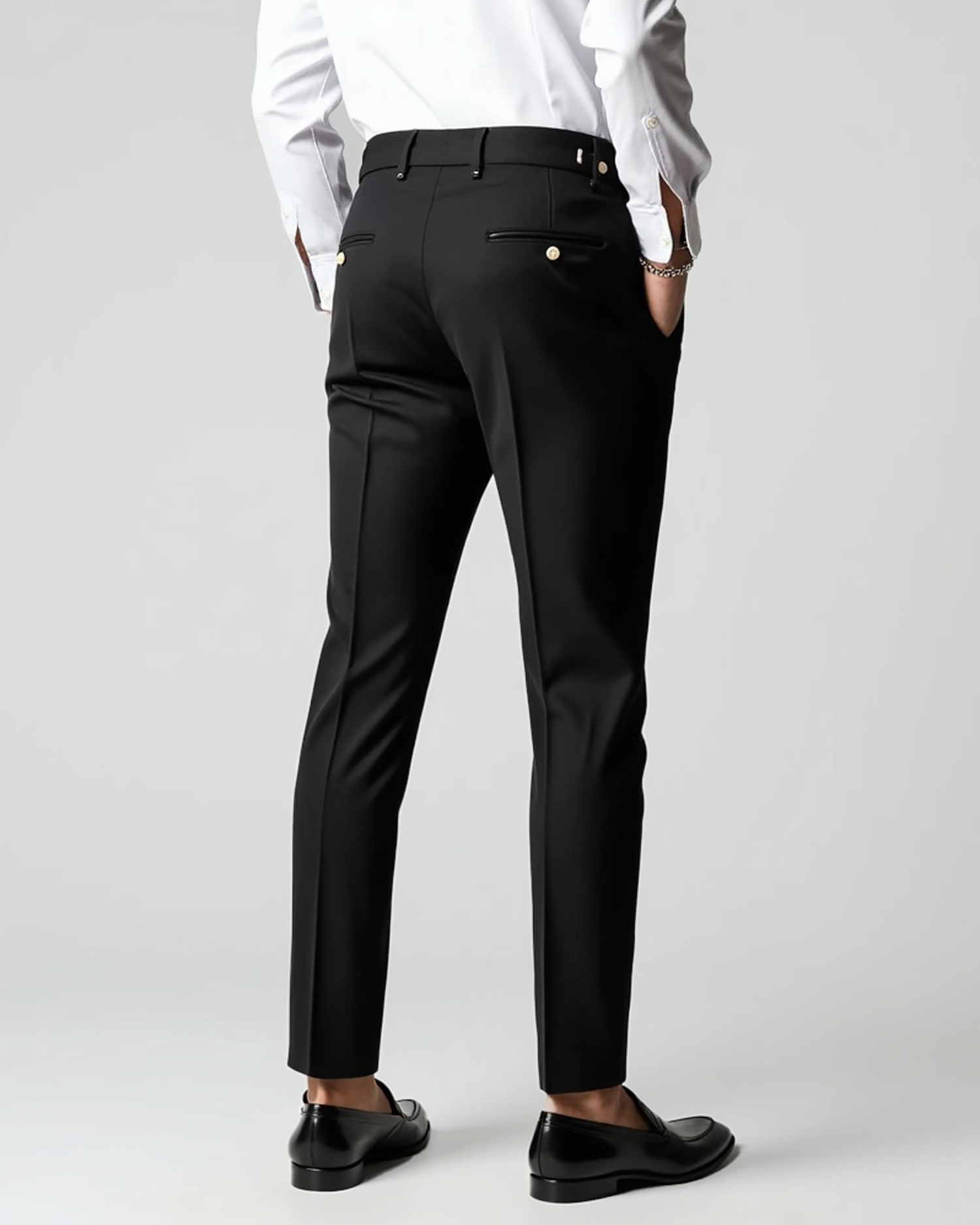 Pleated Front Dress Trousers Slim Tailored Fit Belt Loops – Pren