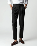 Pleated Front Dress Trousers Slim Tailored Fit Belt Loops – Pren