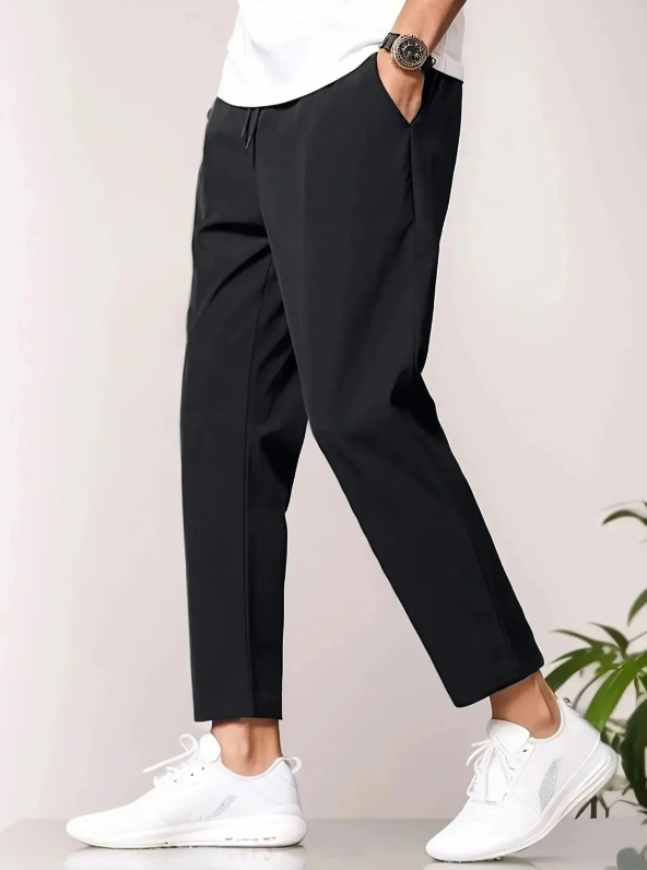 Tapered Lightweight Casual Trousers Elastic Waist Modern Fit – Thorn