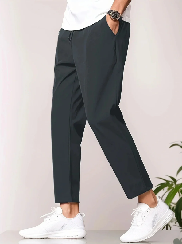 Tapered Lightweight Casual Trousers Elastic Waist Modern Fit – Thorn