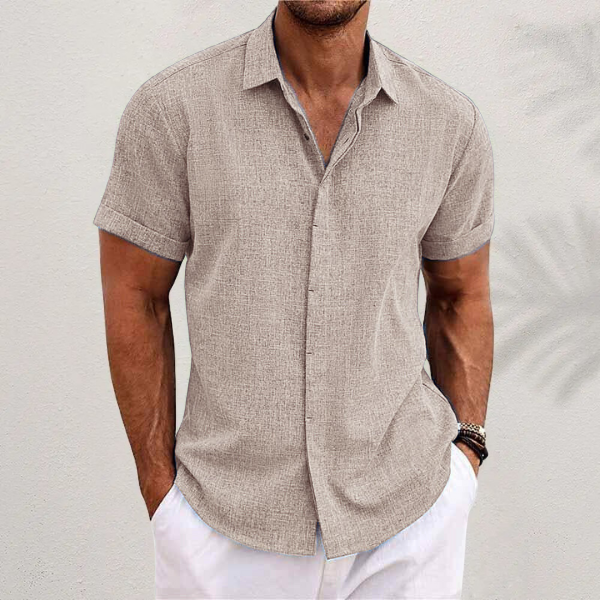 Classic Collar Short Sleeve Shirt in Beige – Loch