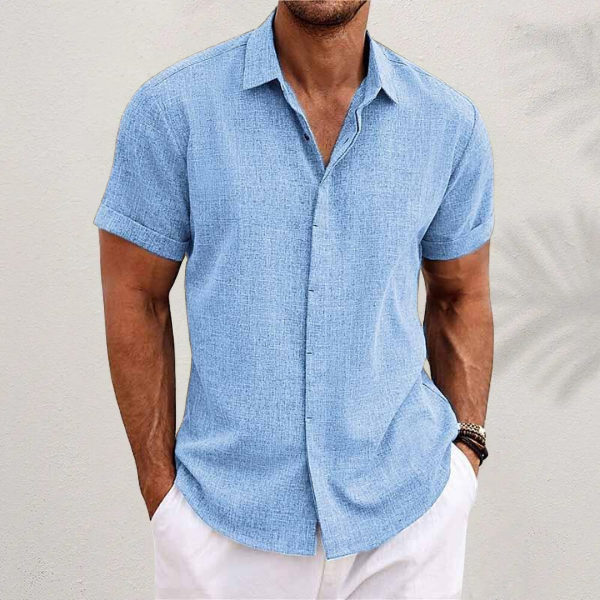 Classic short sleeve collar shirt in Beige – TARLANO