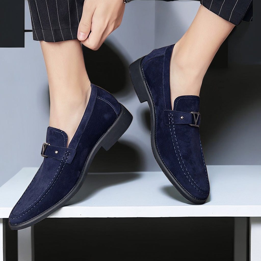 Suede Slip-On Loafer Round Toe Low Heel – Morven