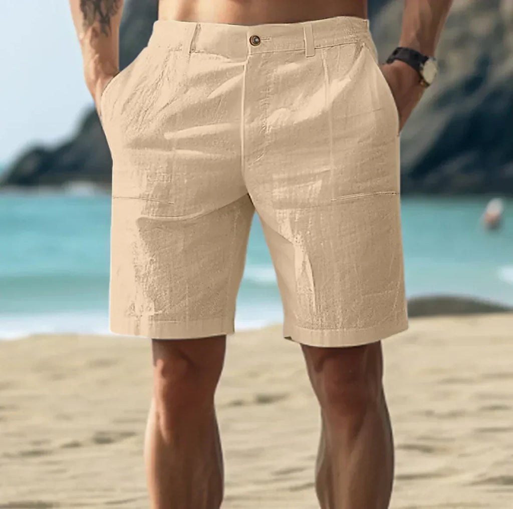 Relaxed Straight-Cut Summer Shorts Button Closure – Narro