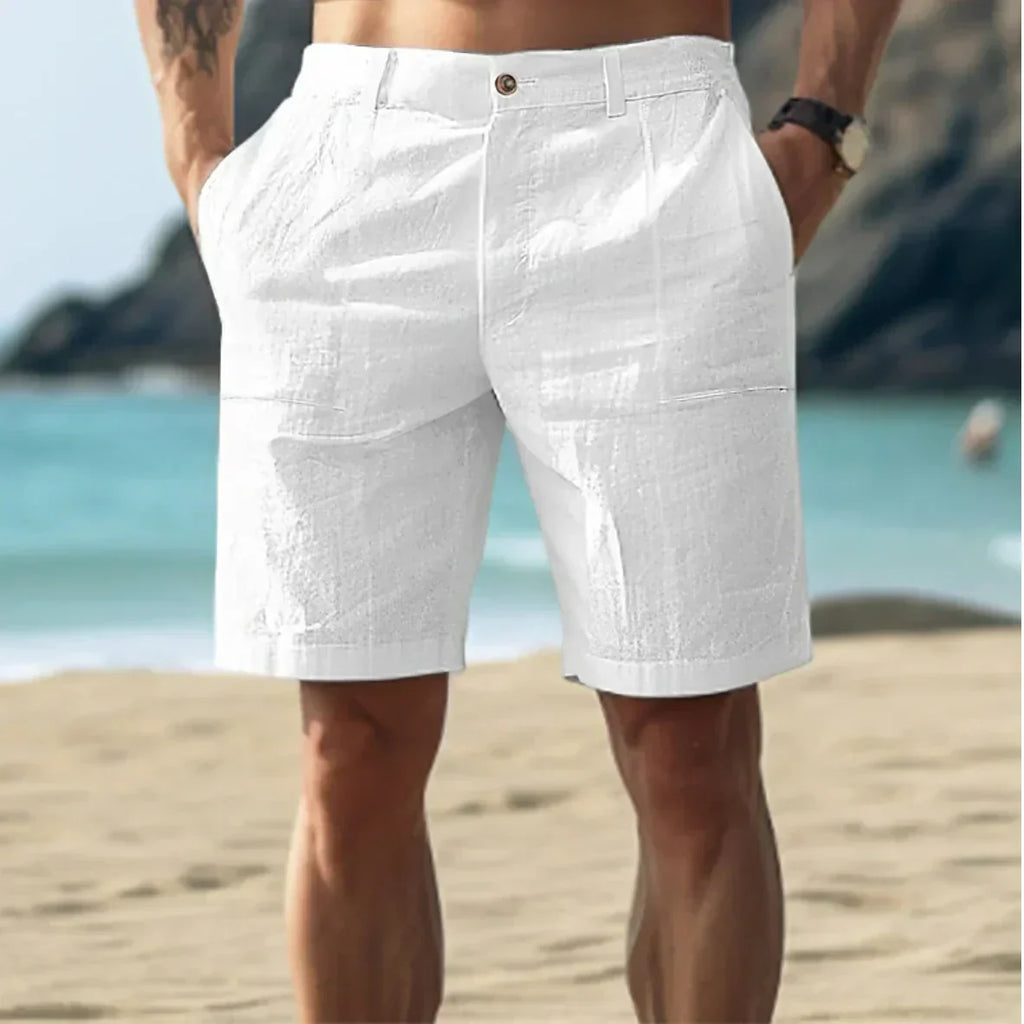 Relaxed Straight-Cut Summer Shorts Button Closure – Narro