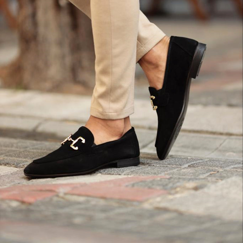 Suede Horsebit Loafer Almond Toe Slip-On – Torval