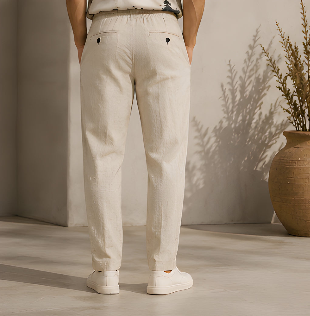 Monaco Linen Trouser – Sand Beige