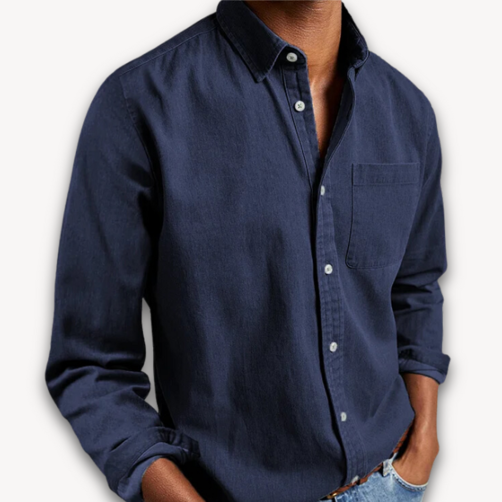 Men's Long Sleeve Button-Down Shirt in Black – Beck