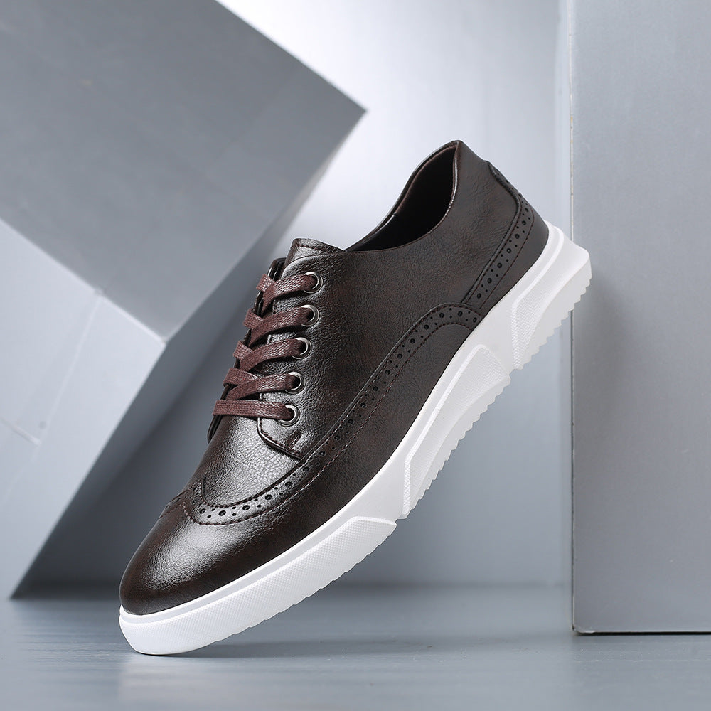 Leather Brogue Sneaker Lace-Up Cushioned Sole – Farro