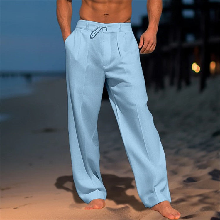 Relaxed Fit Drawstring Beach Pants in Beige – Peak