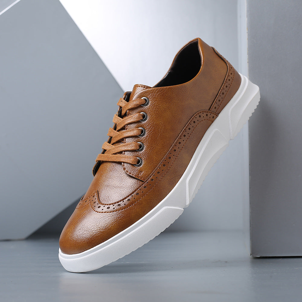 Leather Brogue Sneaker Lace-Up Cushioned Sole – Farro