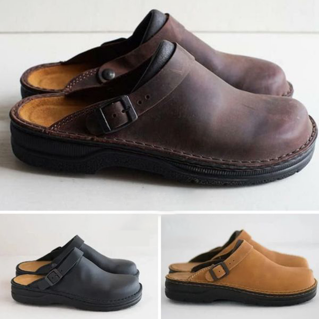 Leather Slip-On Clogs Orthopedic Insole Wide Fit – Caldo