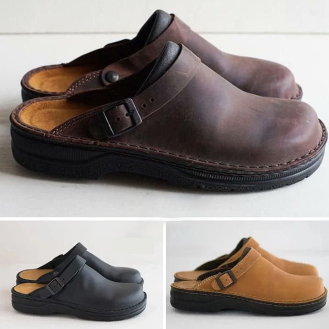 Leather Slip-On Clogs Orthopedic Insole Wide Fit – Caldo