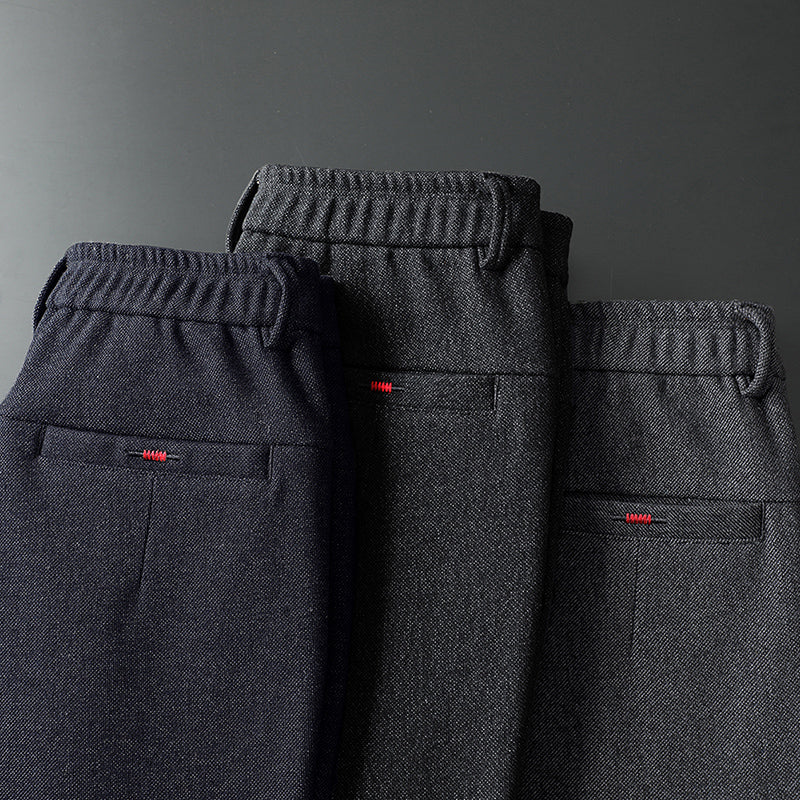 Slim Fit Stretch Trousers Cotton Blend Wrinkle-Resistant – Moss