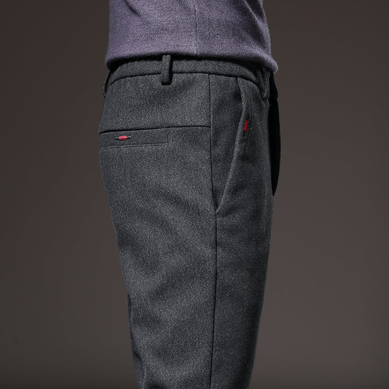 Slim Fit Stretch Trousers Cotton Blend Wrinkle-Resistant – Moss