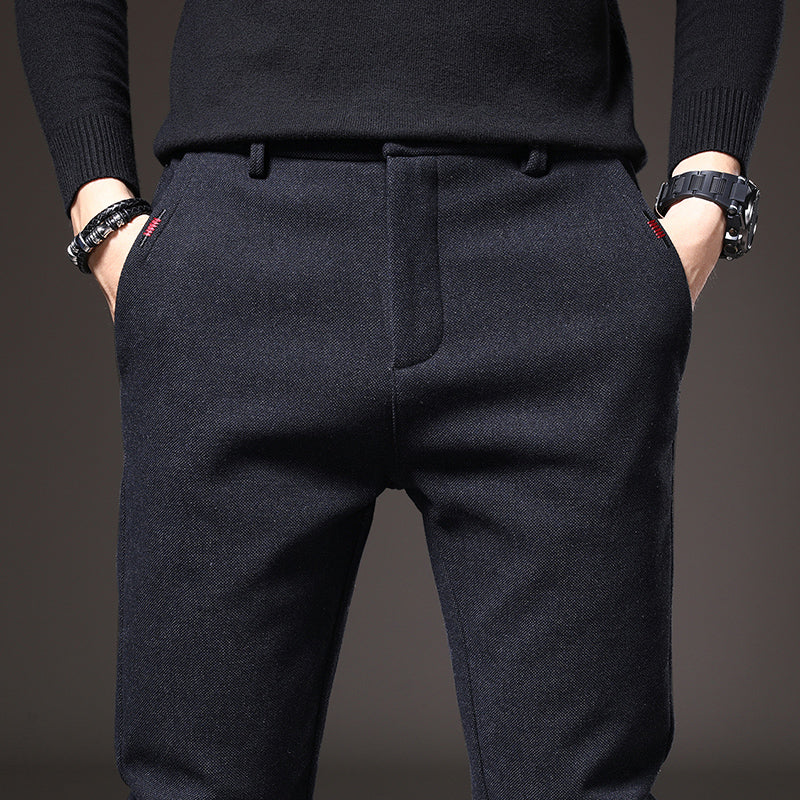 Slim Fit Stretch Trousers Cotton Blend Wrinkle-Resistant – Moss